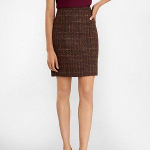 Brooks Brothers Checked Boucle Tweed A-Line Skirt